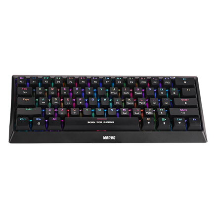 Marvo Hecate 61B, klávesnice US, herní, mechanická typ drátová (USB), černá, RGB, modré spínače
