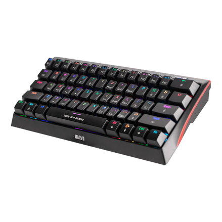 Marvo Hecate 61B, klávesnice US, herní, mechanická typ drátová (USB), černá, RGB, modré spínače