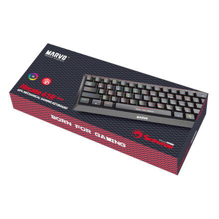 Marvo Hecate 61B, klávesnice US, herní, mechanická typ drátová (USB), černá, RGB, modré spínače