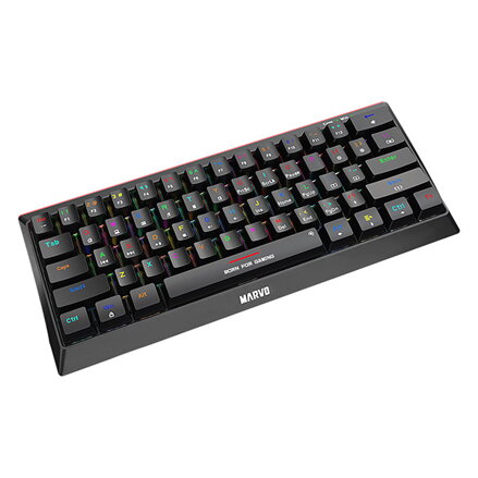 Marvo KG962G EN - R, klávesnice US, herní, mechanická typ drátová (USB), černá, RGB, červené spínače