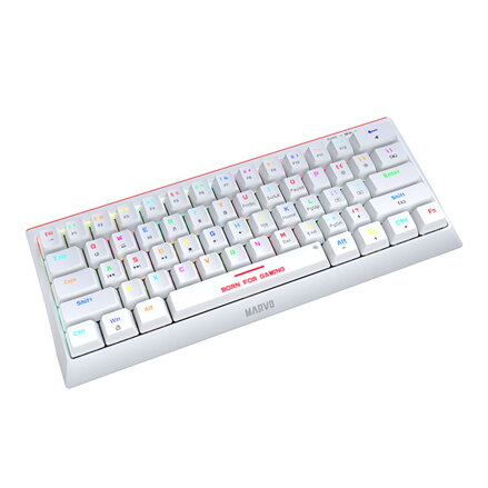 Marvo KG962G WH EN - R, klávesnice US, herní, mechanická typ drátová (USB), bílá, RGB, červené spínače