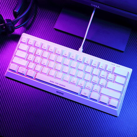 Marvo KG962G WH EN - R, klávesnice US, herní, mechanická typ drátová (USB), bílá, RGB, červené spínače