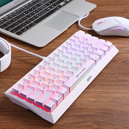Marvo KG962G WH EN - R, klávesnice US, herní, mechanická typ drátová (USB), bílá, RGB, červené spínače