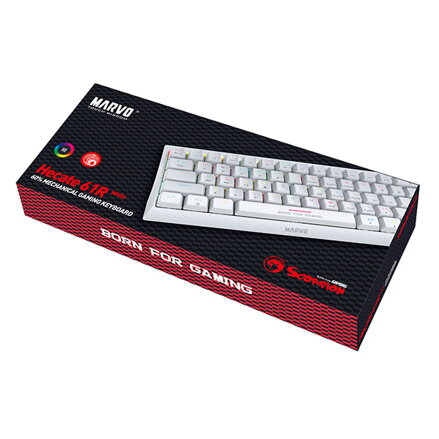 Marvo KG962G WH EN - R, klávesnice US, herní, mechanická typ drátová (USB), bílá, RGB, červené spínače