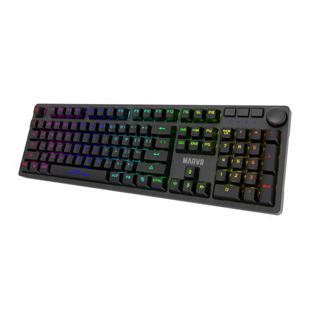 Marvo KG954 EN, Klávesnice US, herní, membránová typ drátová (USB), černá, podsvícená