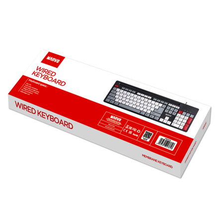Marvo KB005, klávesnice US, klasická, drátová (USB), černo-červená