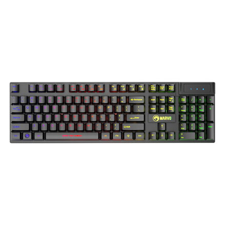 Marvo CM409 EN, Sada klávesnice s herní myší, podložkou a sluchátky, US, herní, membránová typ drátová (USB), černá, podsvícená