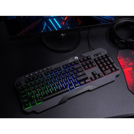 Marvo CM430 CZ/SK, sada klávesnice s herní myší, podložkou a sluchátky, CZ/SK, herní, membránová typ drátová (USB), černá, podsvíc