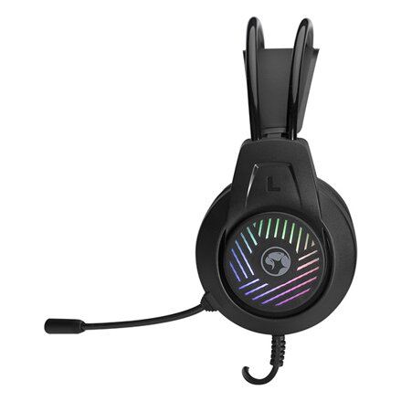 Marvo CM430 US, sada klávesnice s herní myší, podložkou a sluchátky, US, herní, membránová typ drátová (USB), černá, podsvícená
