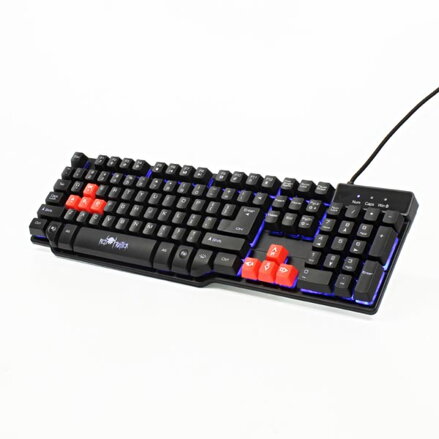 RED FIGHTER K1, Klávesnice US, herní, podsvícená typ drátová (USB), černá, 3 barvy podsvícení