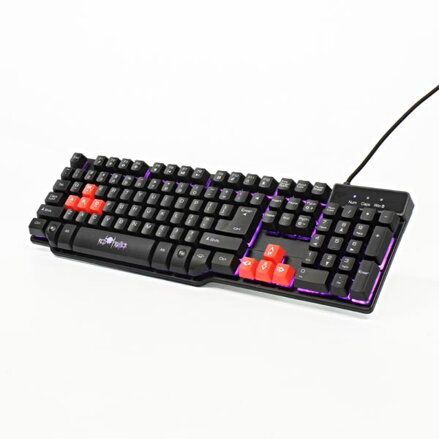 RED FIGHTER K1, Klávesnice US, herní, podsvícená typ drátová (USB), černá, 3 barvy podsvícení