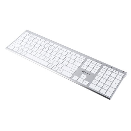 Powerton UltraSlim, Klávesnice CZ/SK, Multi-Device typ 2.4 GHz Dongle + Dual Bluetooth, bezdrátová, stříbrná