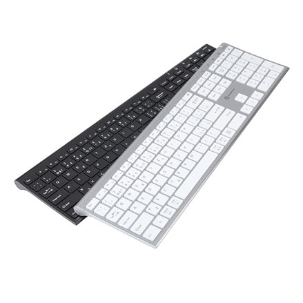 Powerton UltraSlim, Klávesnice CZ/SK, Multi-Device typ 2.4 GHz Dongle + Dual Bluetooth, bezdrátová, stříbrná
