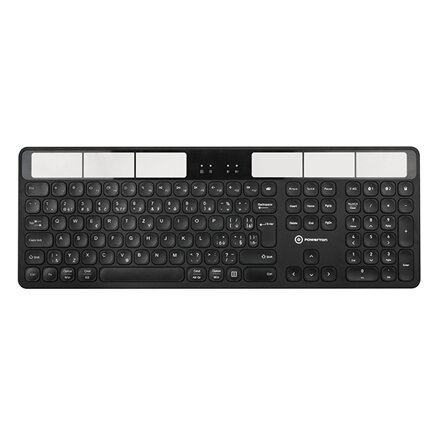 Powerton SolarSlim, Solární klávesnice CZ/SK, Multi-Device typ 2.4 GHz Dongle + Dual Bluetooth, bezdrátová, černá