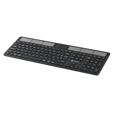 Powerton SolarSlim, Solární klávesnice CZ/SK, Multi-Device typ 2.4 GHz Dongle + Dual Bluetooth, bezdrátová, černá