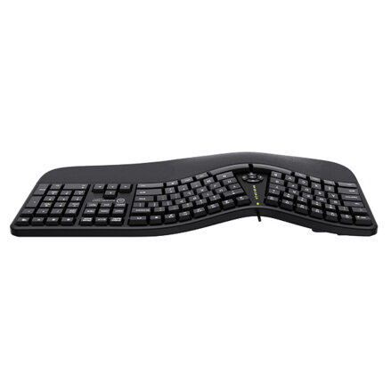 Powerton LANA, ergonomická klávesnice US, drátová (USB), černá