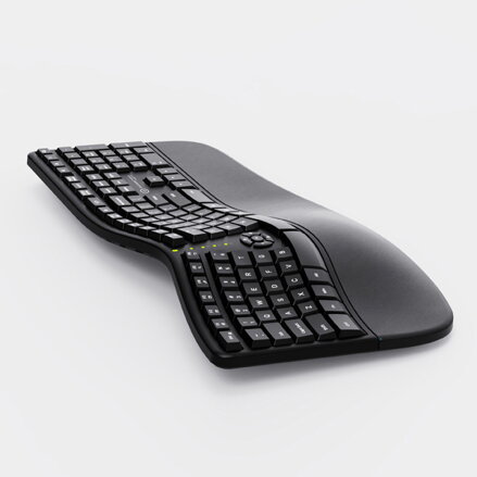Powerton LANA, ergonomická klávesnice US, drátová (USB), černá