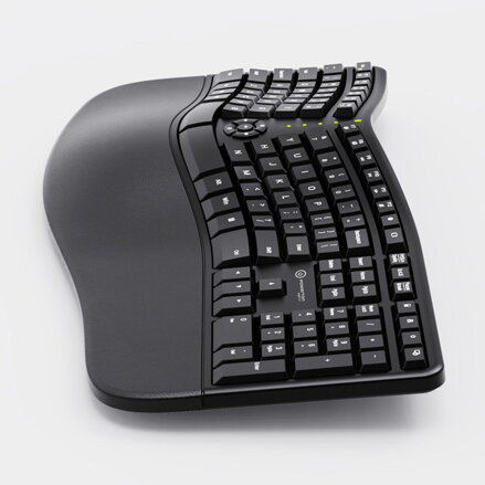Powerton LANA, ergonomická klávesnice US, drátová (USB), černá