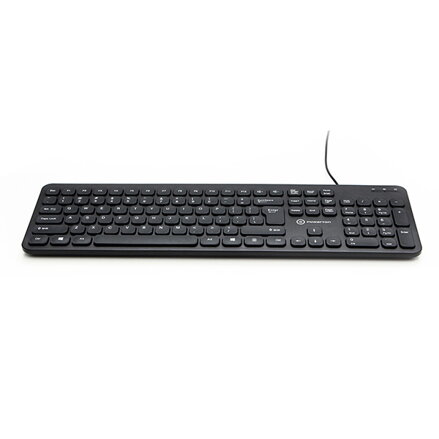 Powerton WPK102, Slim klávesnice US, klasická, drátová (USB), černá, tichá
