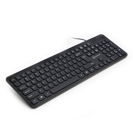 Powerton WPK102, Slim klávesnice US, klasická, drátová (USB), černá, tichá