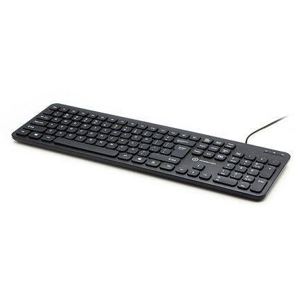 Powerton WPK102, Slim klávesnice US, klasická, drátová (USB), černá, tichá