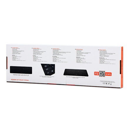 Powerton WPK102, Slim klávesnice US, klasická, drátová (USB), černá, tichá