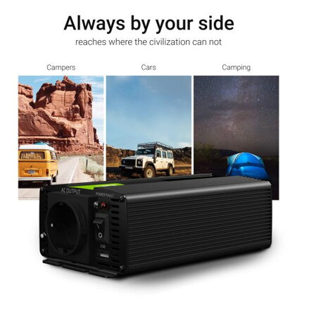 Green Cell ® měnič napětí 24V to 230V, 500W/1000W