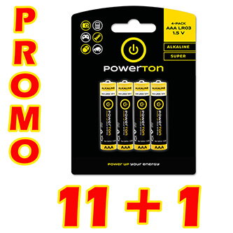 Baterie alkalická, AAA, 1.5V, Powerton, box, 12x4-pack, PROMO výhodné balení