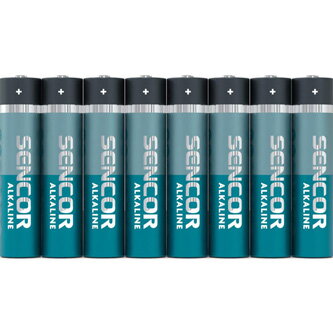 Baterie alkalická, AAA, 1.5V, Sencor, folie, 8-pack