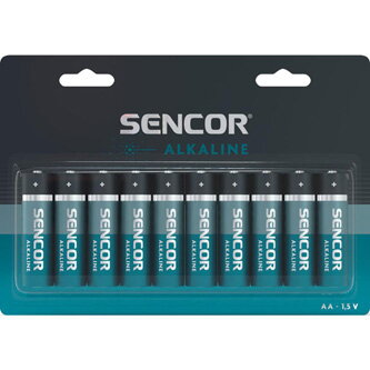 Baterie alkalická, AA, 1.5V, Sencor, blistr, 10-pack