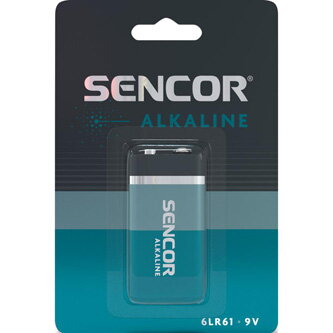 Baterie alkalická, 6LR61, 9V, Sencor, blistr, 1-pack