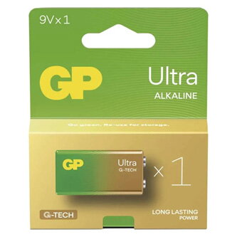 Baterie alkalická, R61, 9V, GP, fólie, 1-pack, ULTRA