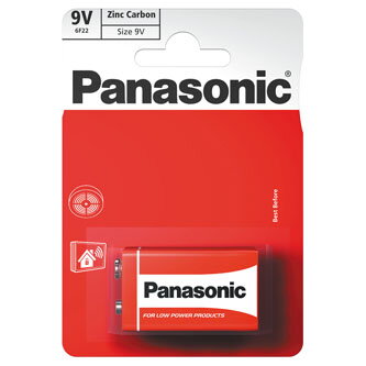 Baterie zinkouhlíková, 6F22, 9V, Panasonic, blistr, 1-pack