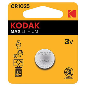 Baterie jednorázová lithiová, knoflíková, CR1025, 3V, Kodak, blistr, 2-pack, KOD-1025BL2, knoflíková
