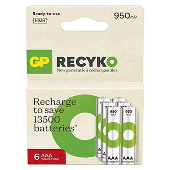 Nabíjecí baterie, AAA (HR03), 950 mAh, GP, 6-pack