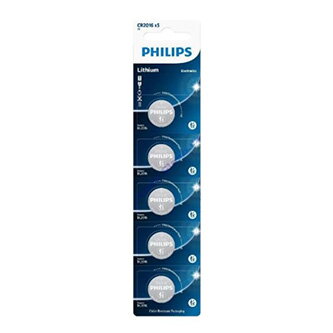 Baterie lithiová, CR2016, CR2016, 3V, PHILIPS, blistr, 5-pack, CR2016P5/01B, knoflíková, 75 mAh
