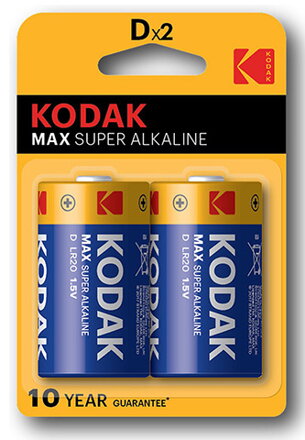 Baterie jednorázová alkalická, tužková, LR20, 1.5V, Kodak, blistr, 2-pack, KOD-LR20MAX, Alkaline Max