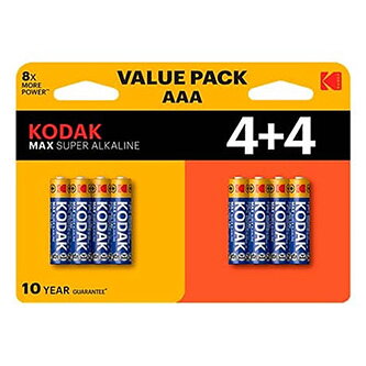 Baterie jednorázová alkalická, tužková, AAA, 1.5V, Kodak, blistr, 8-pack, KOD-LR3MAXBL8, Alkaline Max