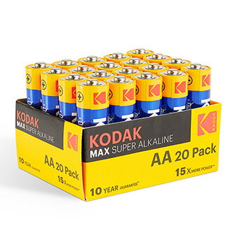 Baterie jednorázová alkalická, tužková, AA, 1.5V, Kodak, blistr, 20-pack, KOD-LR6MAXPK20, Alkaline Max