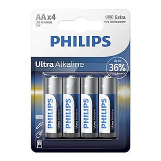 Baterie alkalická, AA (LR6), AA, 1.5V, PHILIPS, blistr, 4-pack, LR6E4B/10, Ultra Alkaline