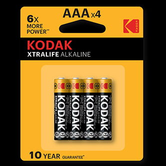 Baterie jednorázová alkalická, tužková, AAA, 1.5V, Kodak, blistr, 4-pack, KOD-LR3XT, Alkaline XTRALIFE