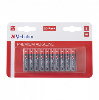 Baterie alkalická, AAA (LR03), AAA, 1.5V, Verbatim, blistr, 20-pack, 49876