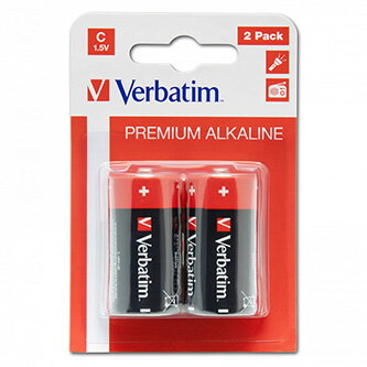 Baterie alkalická, LR14, malý monočlánek, C, 1.5V, Verbatim, blistr, 2-pack, 49922, malý monočlánek