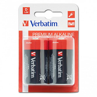 Baterie alkalická, LR20, velký monočlánek, D, 1.5V, Verbatim, blistr, 2-pack, 49923, velký monočlánek