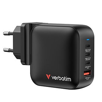 Verbatim, GaN cestovní nabíječka do sítě USB 3.0, USB C, šedá, 100 W, vyměnitelné vidlice C,G,A