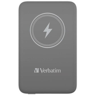 Verbatim, power banka s bezdrátovým nabíjením, 5V, nabíjení telefonu, 32249, 10 000mAh, magnetické připevnění, šedá