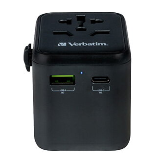 Verbatim, Cestovní adaptér univerzální World-to-World UTA-02 USB-A, USB-C, černý, 20 W