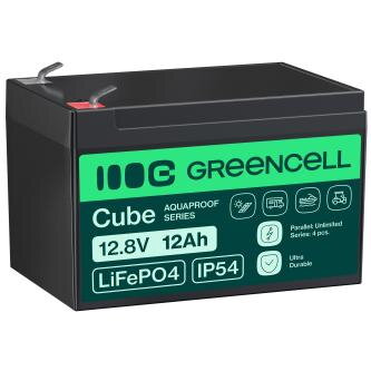 Green Cell CUBE LiFePO4 12Ah 12.8V 153.6Wh lithium Iron fosfátová baterie pro invalidní vozík, hračky,