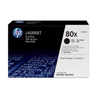 HP originální toner CF280XD, black, 6900str., HP 80X, HP LaserJet+, N, dual pack, 2000g, O