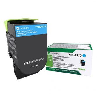 Lexmark originální toner 71B20C0, cyan, 2300str., Lexmark CS417dn/CS317dn/ CX517dn/CX417de/CS517de/CX317dn